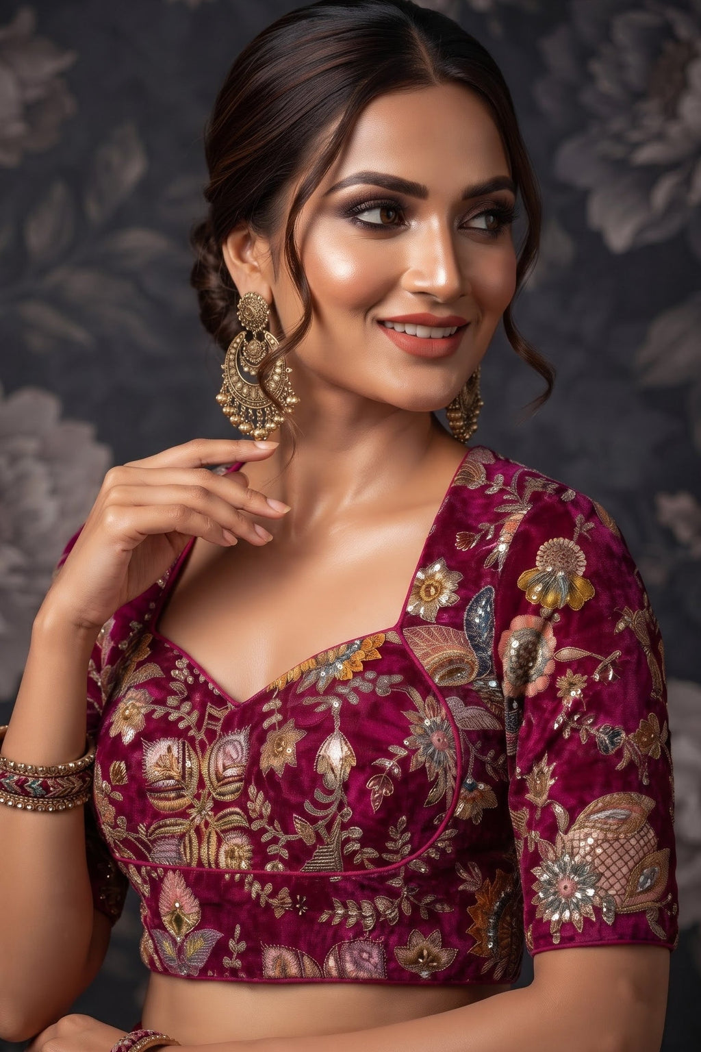 Own The Crown – Designer Zari & Sequins Crepe Blouse