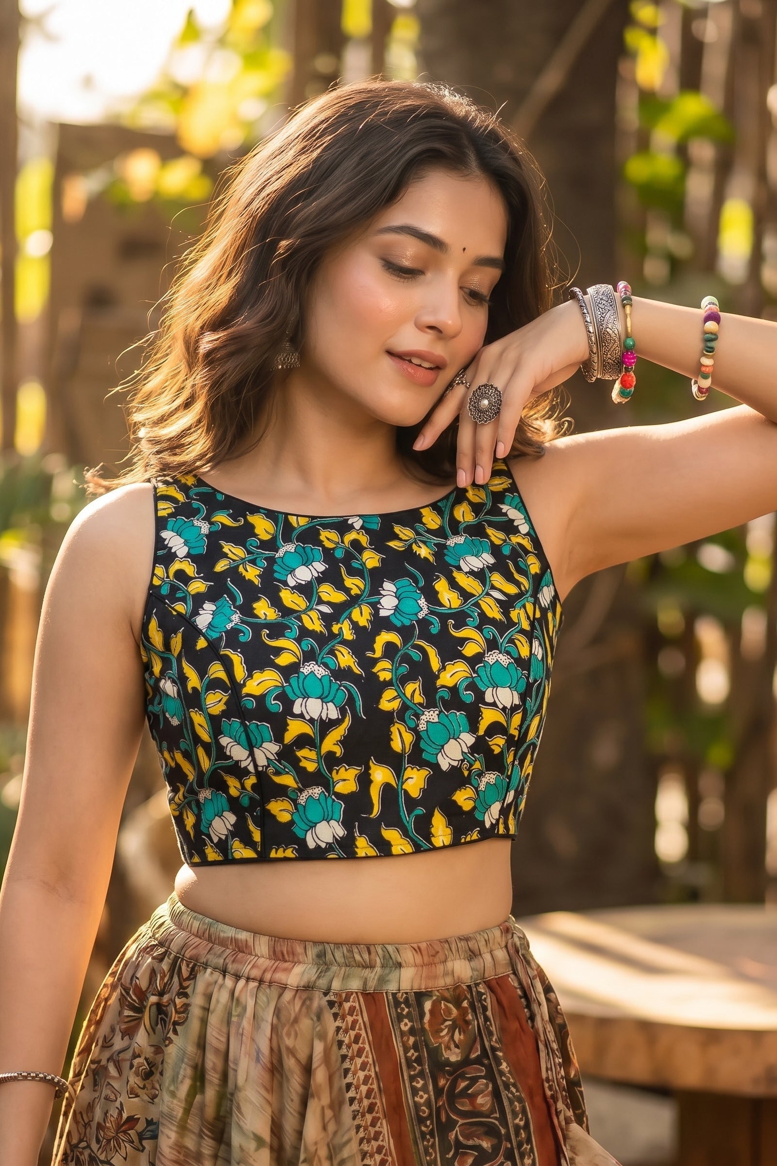 Fleur Essence kalamkari-Designer Blouse