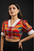 Puff Sleeves Gamcha  Blouse