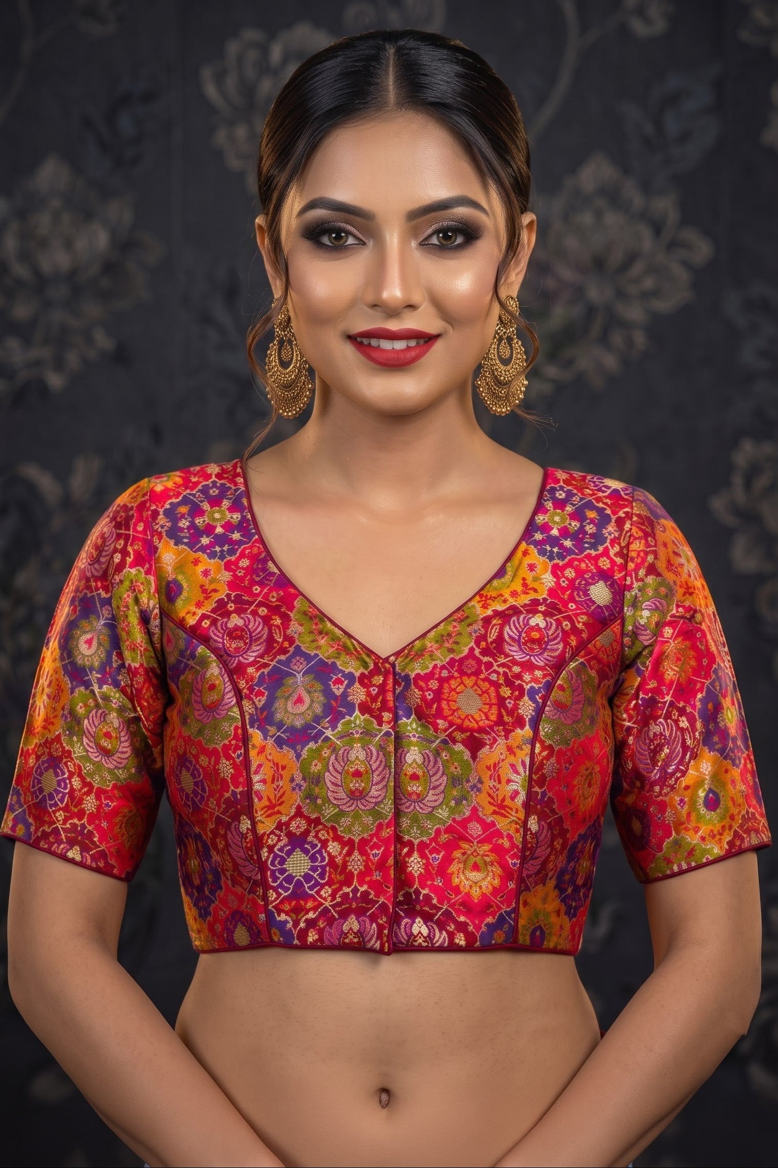 Crown on Repeat- Katan Silk Banarasi Blouse