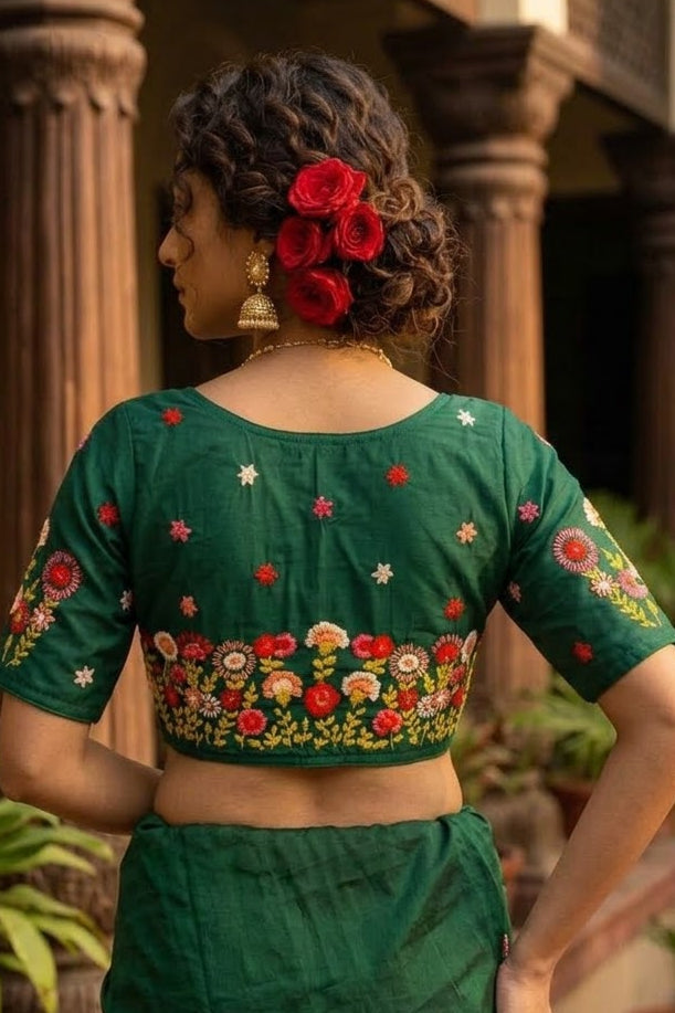 Blooming Paradise – Handstitched Designer Blouse