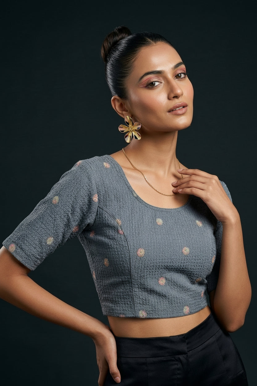 Finest of fine- Floral Stretchable Knitted Blouse